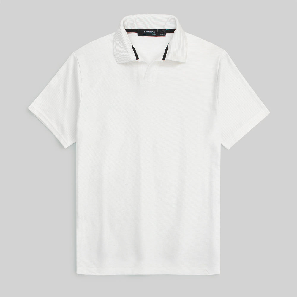 P & B Branded Polo Shirt - White Stripe