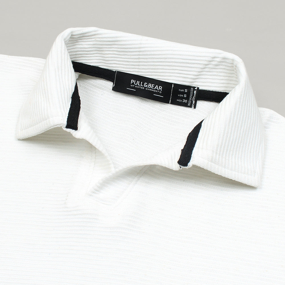 P & B Branded Polo Shirt - White Stripe