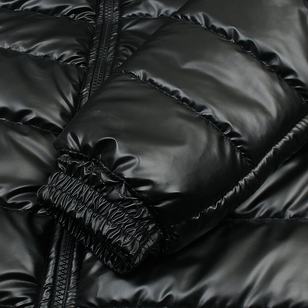 Black Metalic Polo Puffer Jacket