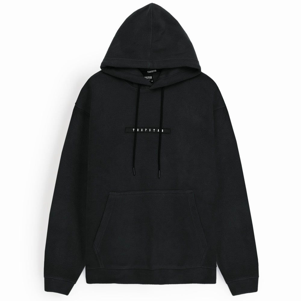 BRANDED UNISEX POLOR FLEECE HOODY - BLACK