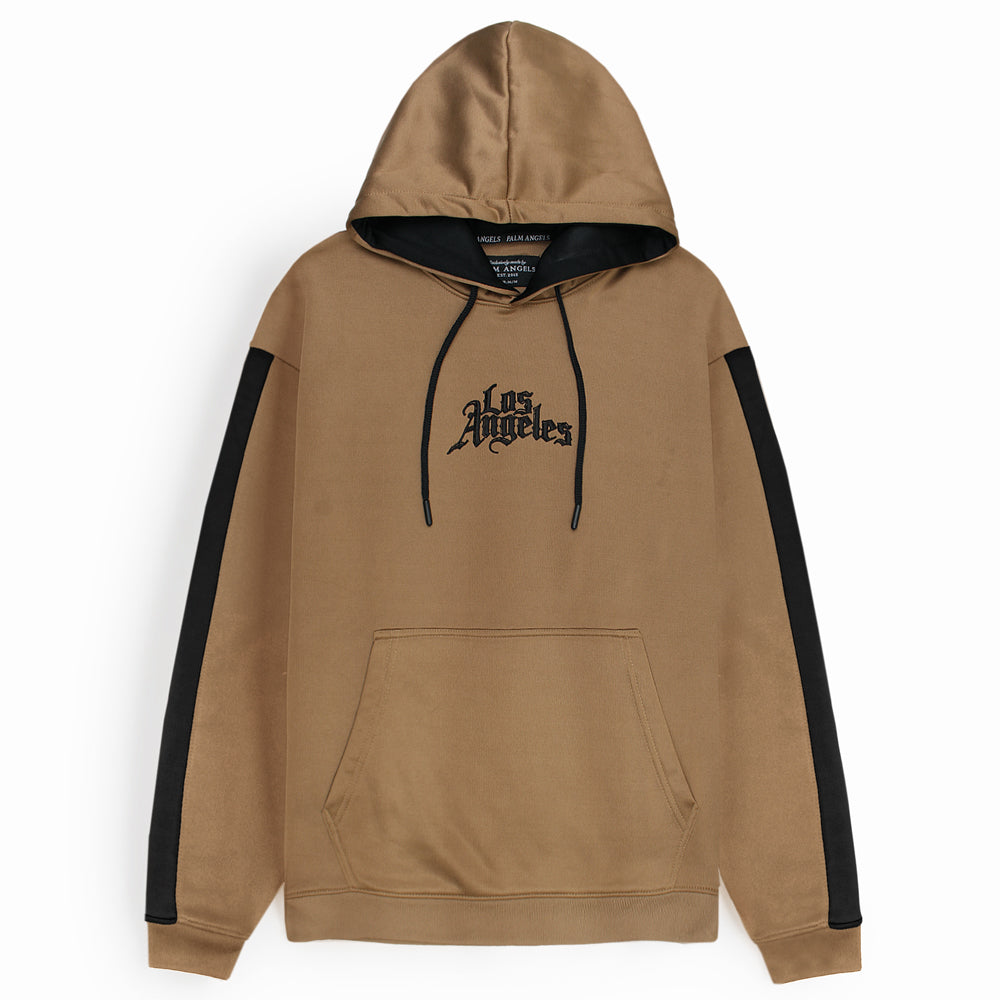 LA BRANDED UNISEX POLY FLEECE HOODY - BEIGE