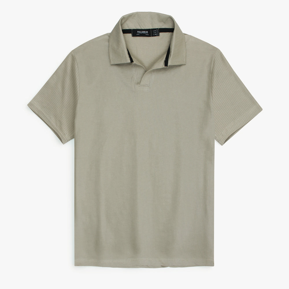 P & B Branded Polo Shirt - Sand Stipe