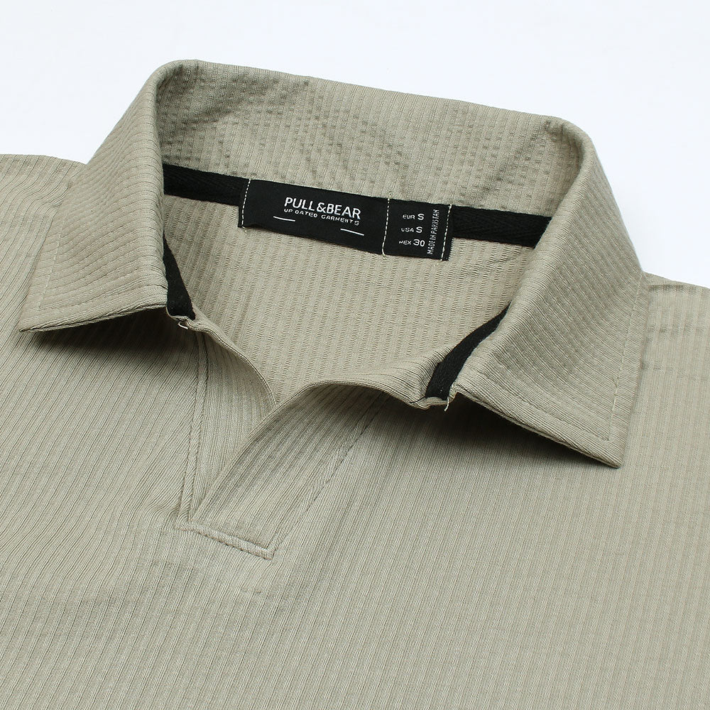 P & B Branded Polo Shirt - Sand Stipe