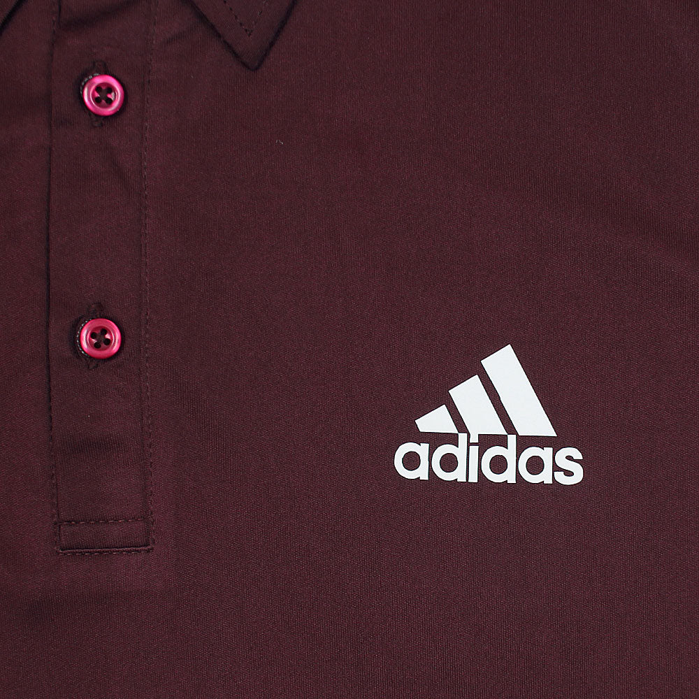 ADI STRIPES POLO SHIRT DRY-FIT - BURGUNDY