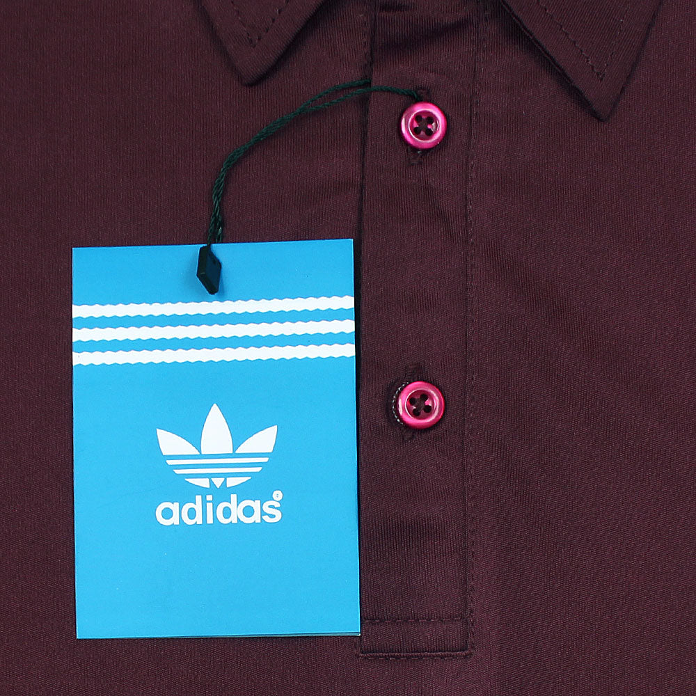 ADI STRIPES POLO SHIRT DRY-FIT - BURGUNDY