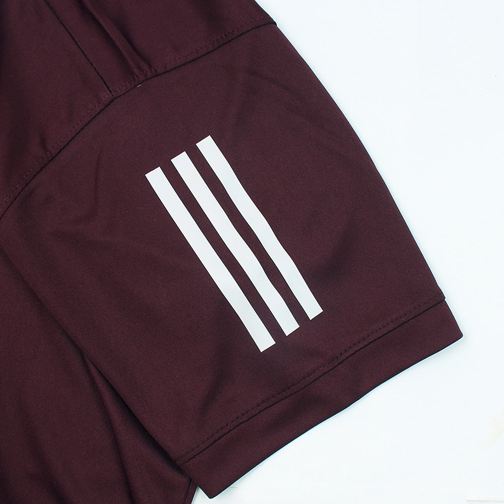 ADI STRIPES POLO SHIRT DRY-FIT - BURGUNDY